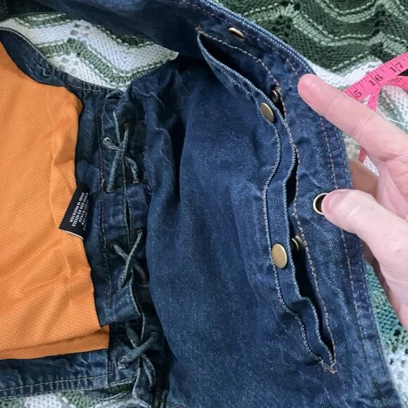 Milwaukee Performance Apparel Vest Mens M Denim Side Lace -up Motorcycle Biker - Picture 8 of 9